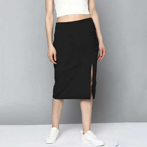 https://hypepulse.in/products/women-black-pure-cotton-solid-ruched-straight-skirt