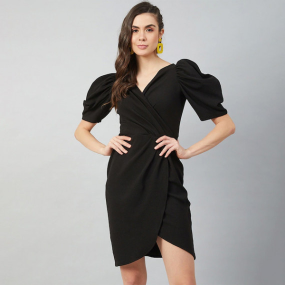 https://hypepulse.in/products/black-wrap-dress-with-volume-sleeves