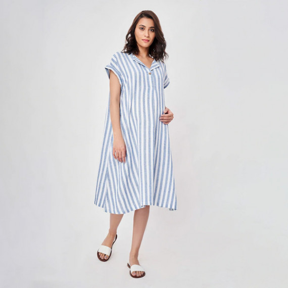 https://hypepulse.in/products/blue-striped-maternity-shirt-midi-dress