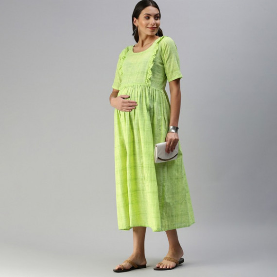 https://hypepulse.in/products/lime-green-woven-design-handloom-maternity-a-line-midi-dress