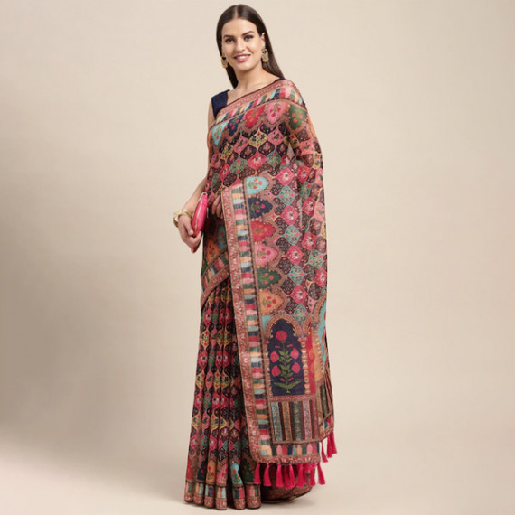 https://hypepulse.in/products/peach-coloured-multicoloured-kalamkari-sequinned-linen-blend-block-print-saree