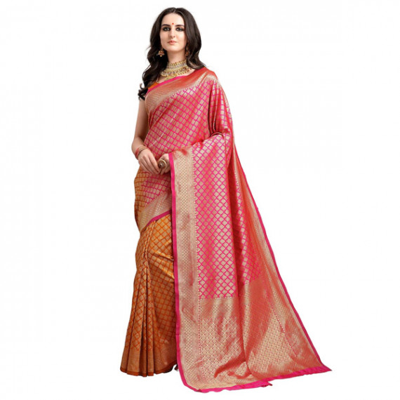 https://hypepulse.in/products/pink-mustard-yellow-ethnic-motifs-woven-design-half-half-kanjeevaram-saree